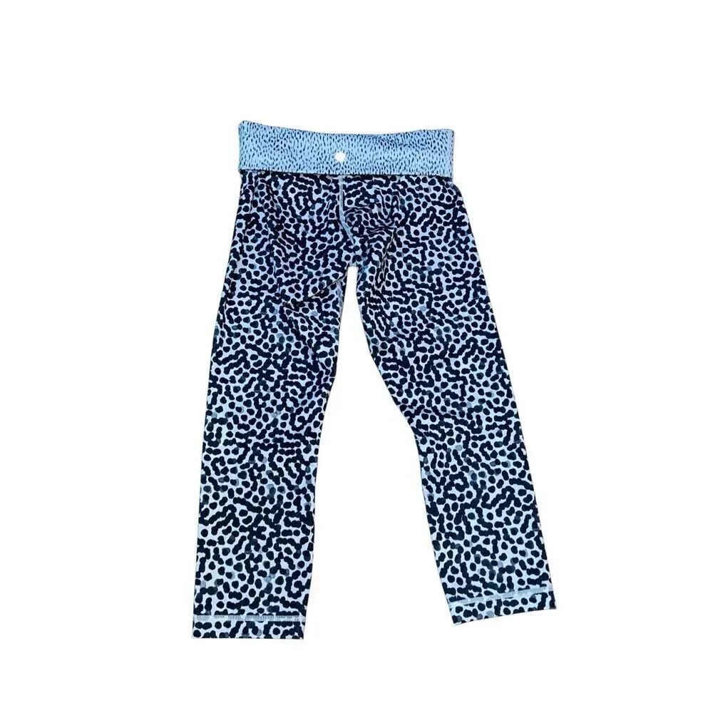 Lululemon Leopard Print Fold Down Waist Capri Leggings Size 4